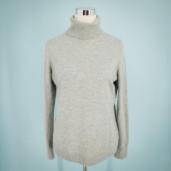 Talbots Size Medium M Grey Gray Turtleneck Long Sleeve Soft Cashmere Sweater - Picture 1 of 5